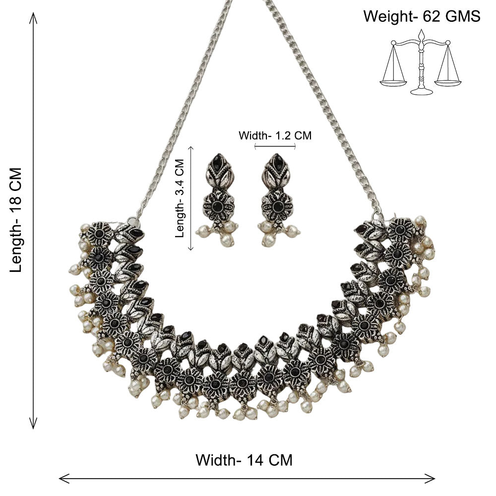 Earthbound glow stone studded chain neckpiece (Black)