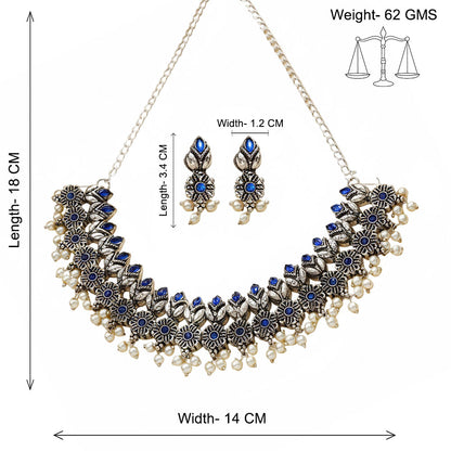 Earthbound glow stone studded chain neckpiece (Blue)