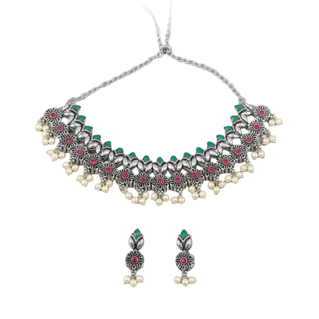 Earthbound glow stone studded chain neckpiece (Multicolored)