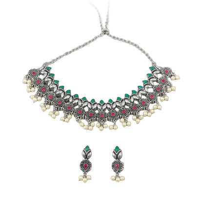 Earthbound glow stone studded chain neckpiece (Multicolored)