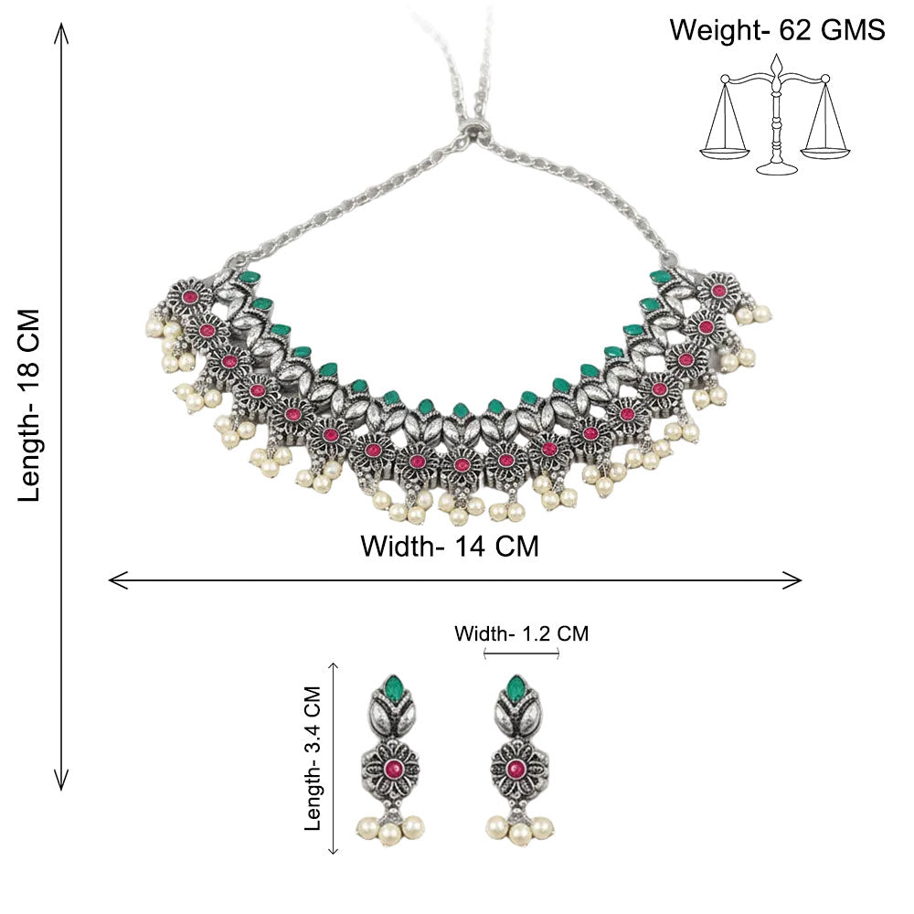 Earthbound glow stone studded chain neckpiece (Multicolored)