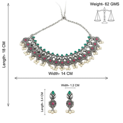 Earthbound glow stone studded chain neckpiece (Multicolored)