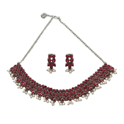 Dessert stone oxidised chain neckpiece (Red)