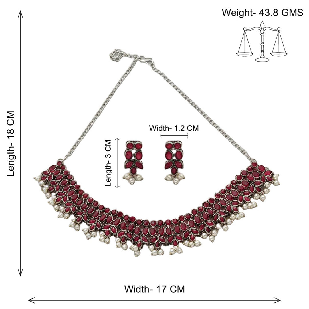 Dessert stone oxidised chain neckpiece (Red)