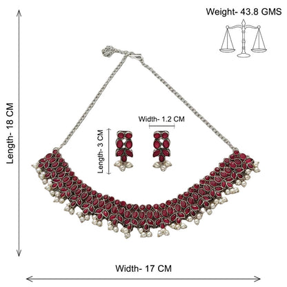 Dessert stone oxidised chain neckpiece (Red)
