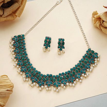 Dessert stone oxidised chain neckpiece (Green)