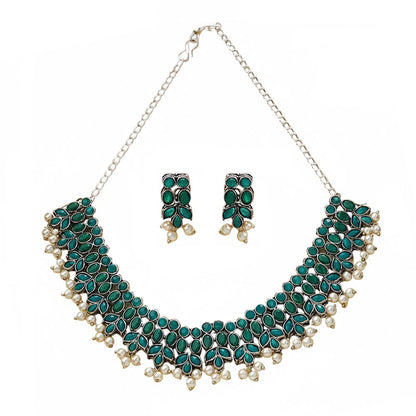 Dessert stone oxidised chain neckpiece (Green)