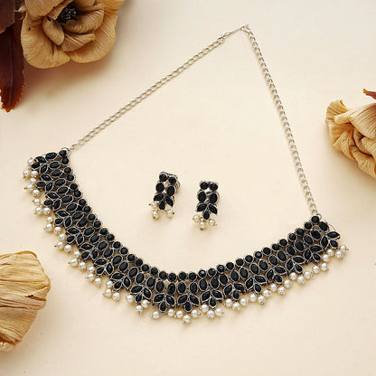 Dessert stone oxidised chain neckpiece (Black)