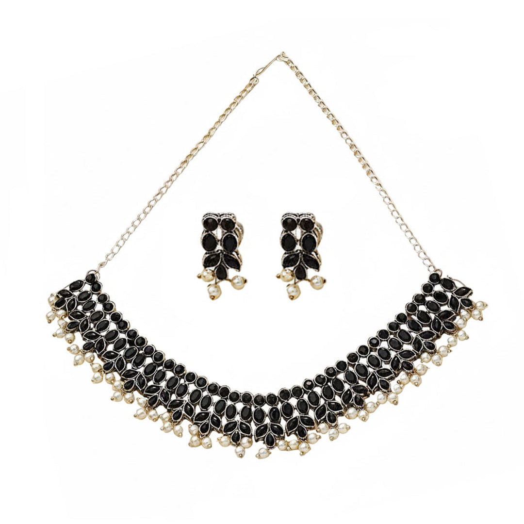 Dessert stone oxidised chain neckpiece (Black)