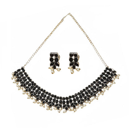 Dessert stone oxidised chain neckpiece (Black)