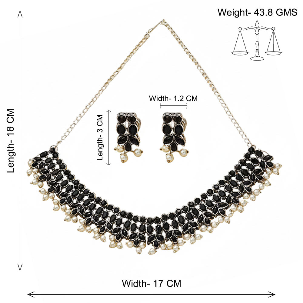 Dessert stone oxidised chain neckpiece (Black)