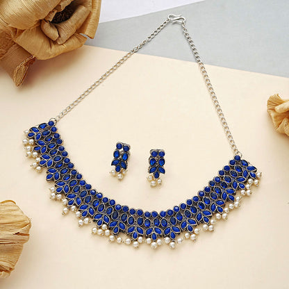 Dessert stone oxidised chain neckpiece (Blue)