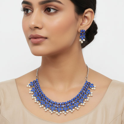 Dessert stone oxidised chain neckpiece (Blue)