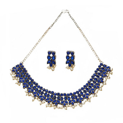 Dessert stone oxidised chain neckpiece (Blue)
