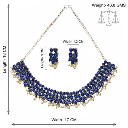 Dessert stone oxidised chain neckpiece (Blue)