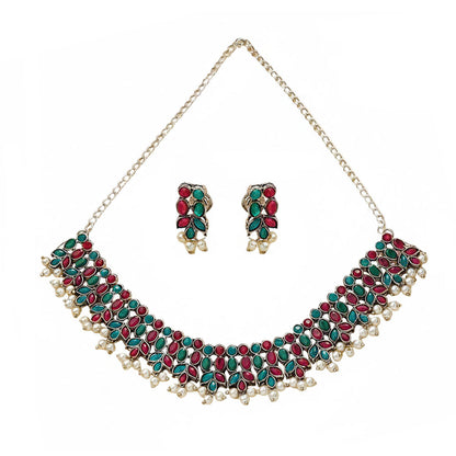 Dessert stone oxidised chain neckpiece (Multicolored)