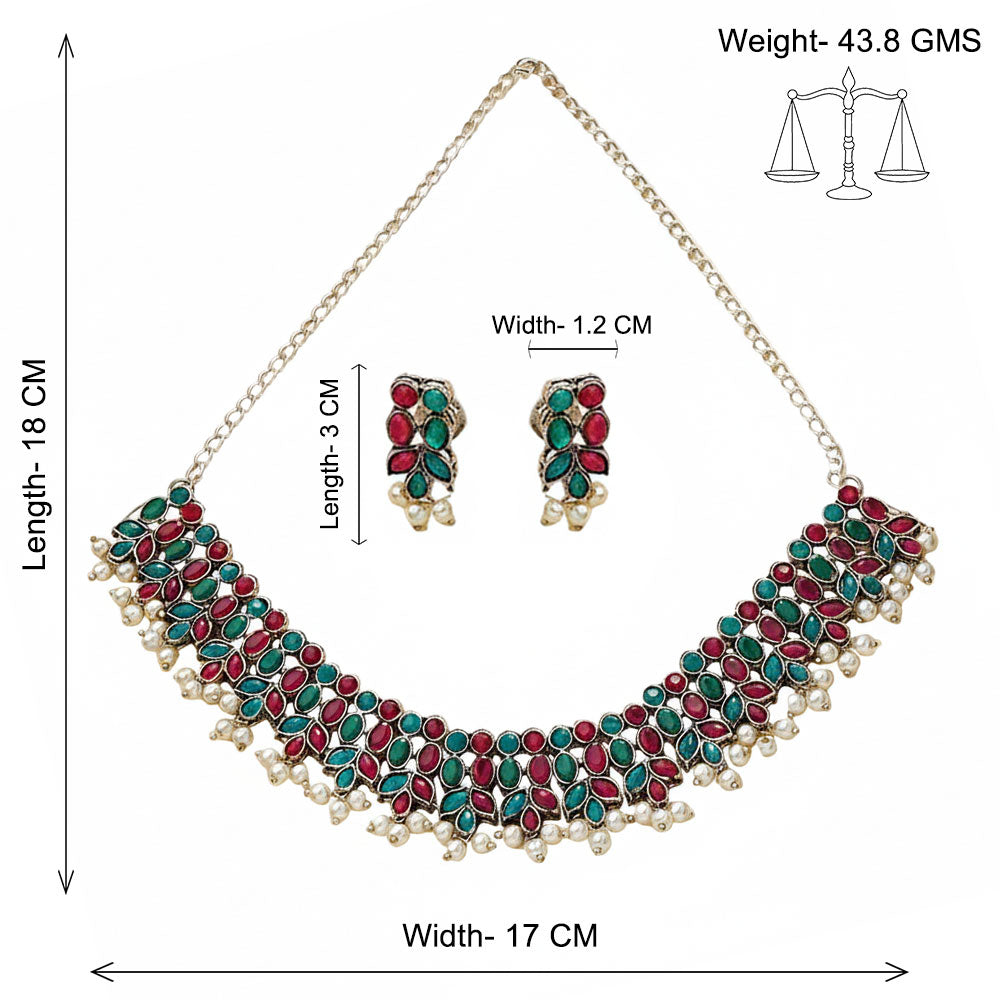 Dessert stone oxidised chain neckpiece (Multicolored)
