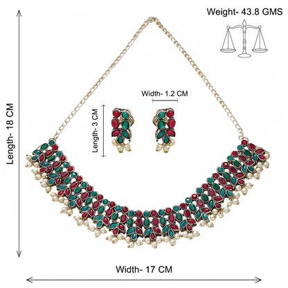 Dessert stone oxidised chain neckpiece (Multicolored)