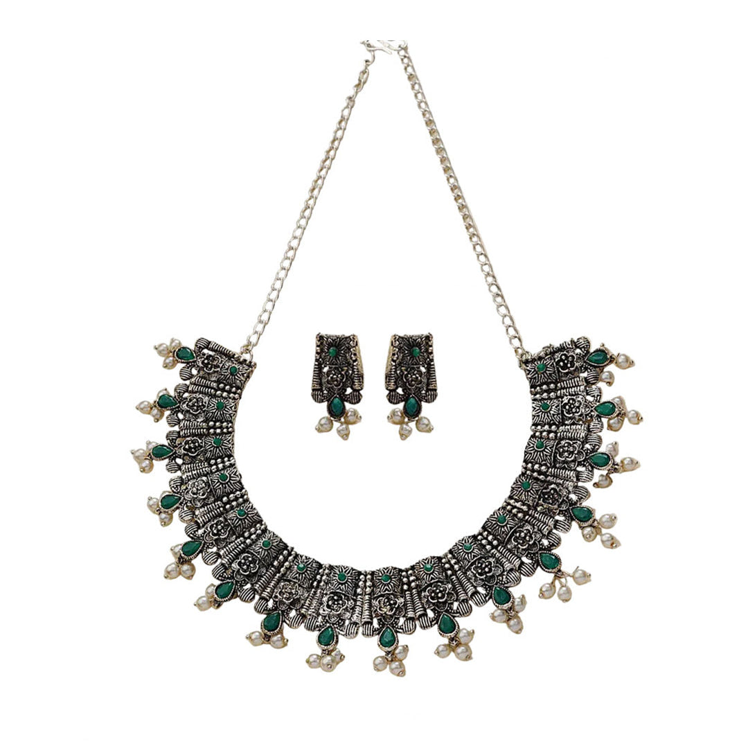 Dessert stone oxidised chain neckpiece (Green)
