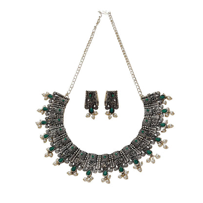 Dessert stone oxidised chain neckpiece (Green)