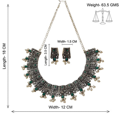 Dessert stone oxidised chain neckpiece (Green)