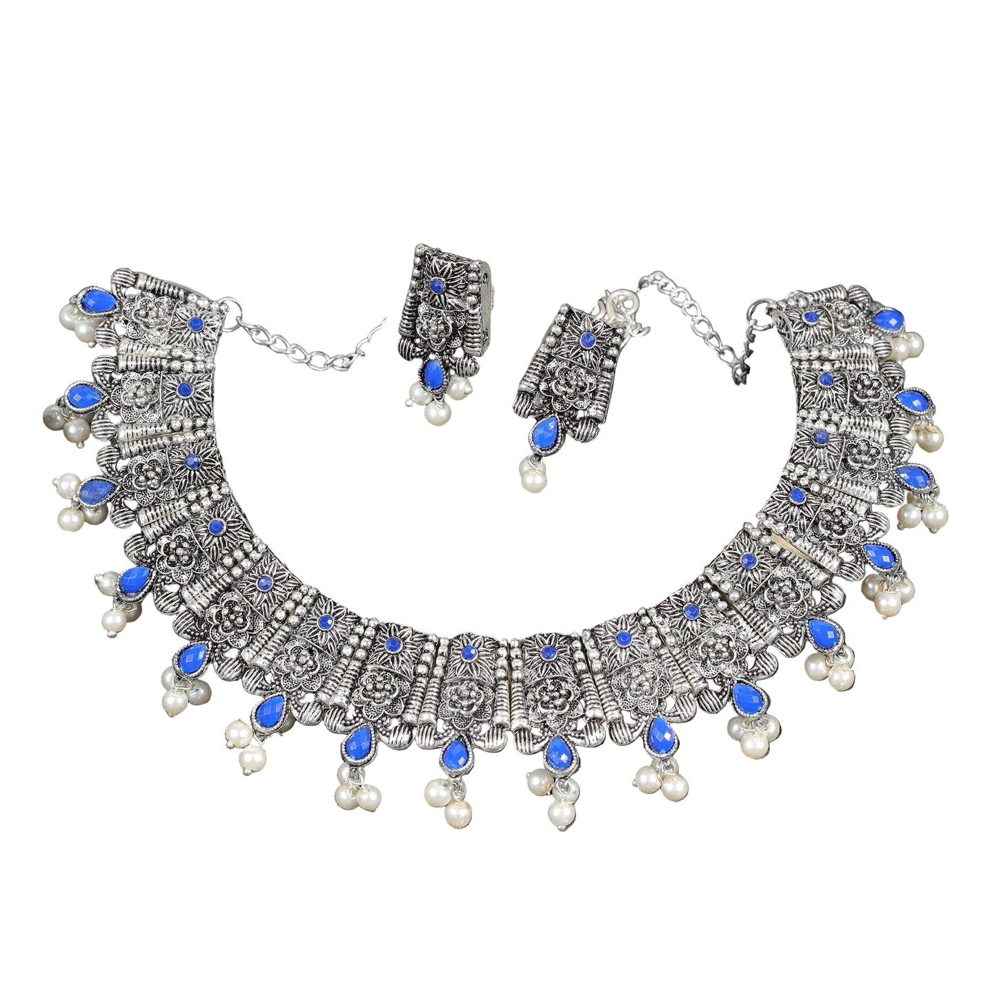 Dessert stone oxidised chain neckpiece (Blue)