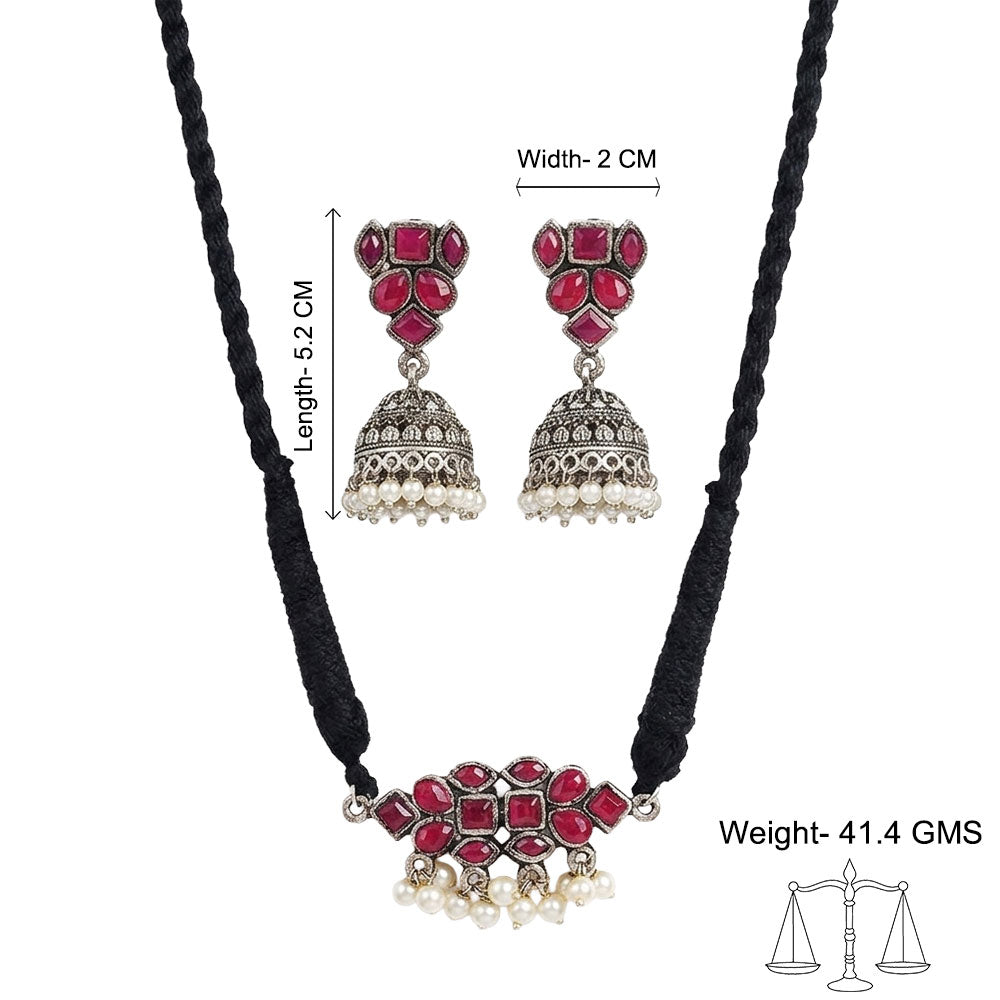 Stone saga pearl rope neckpiece (Red)