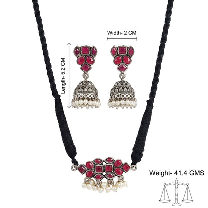 Stone saga pearl rope neckpiece (Red)