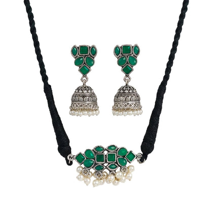 Stone saga pearl rope neckpiece (Green)