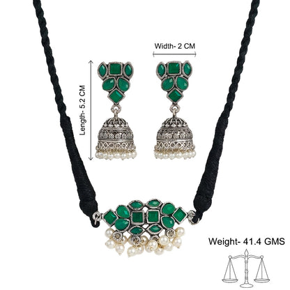 Stone saga pearl rope neckpiece (Green)