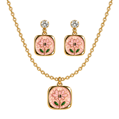 Korean Pink Blossom Jewellery Set