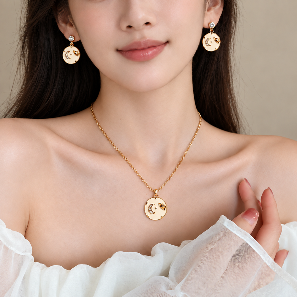 Korean Crescent Moon Jewellery Set