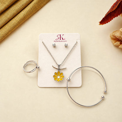Yellow Floral Charm Necklace