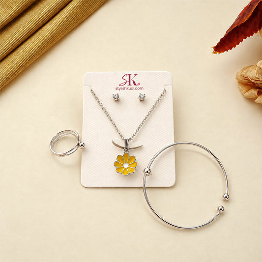 Yellow Floral Charm Necklace