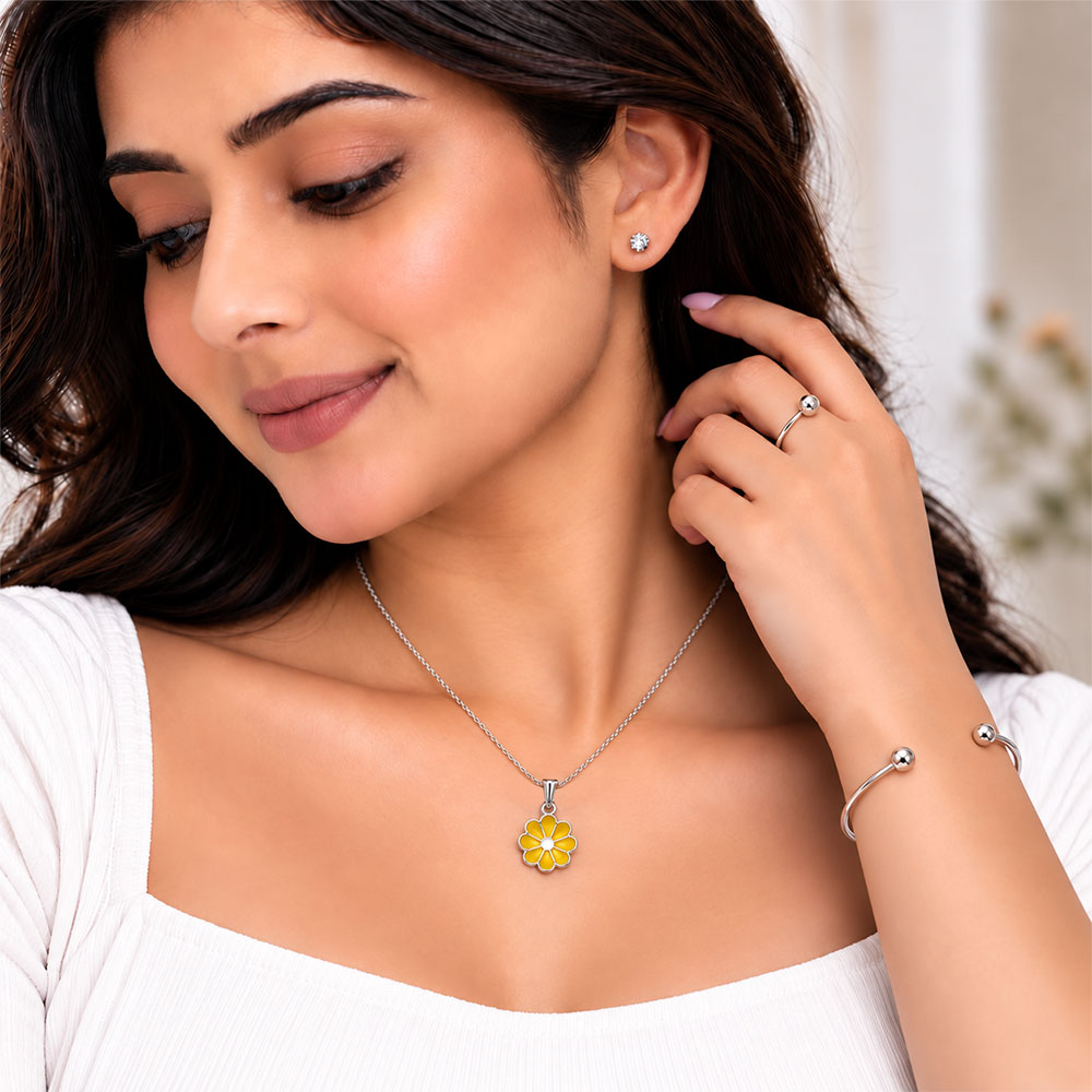 Yellow Floral Charm Necklace