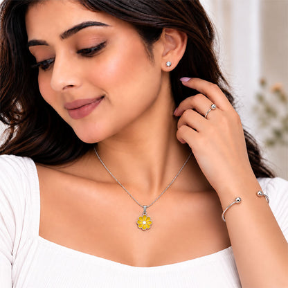 Yellow Floral Charm Necklace