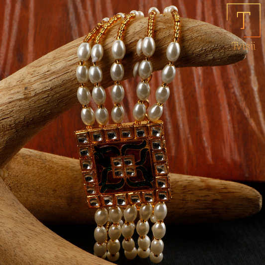 Kundan studded Meenakari Bracelet