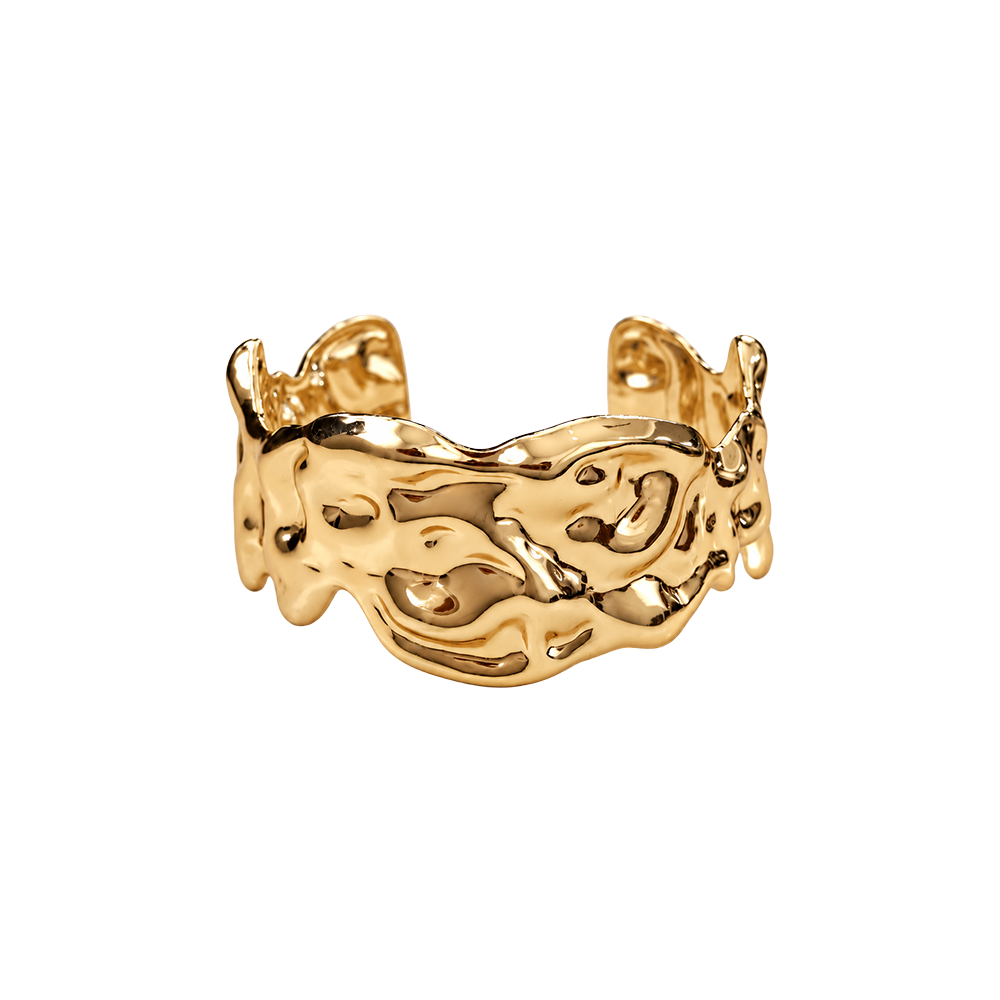 Golden Liquid Wave Statement Bracelet