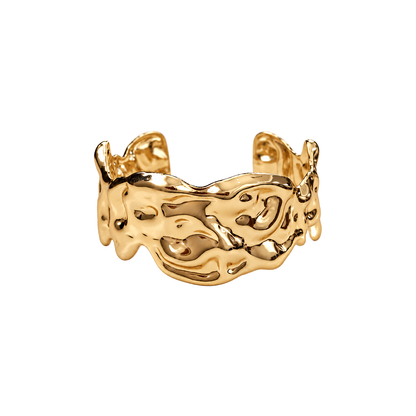 Golden Liquid Wave Statement Bracelet