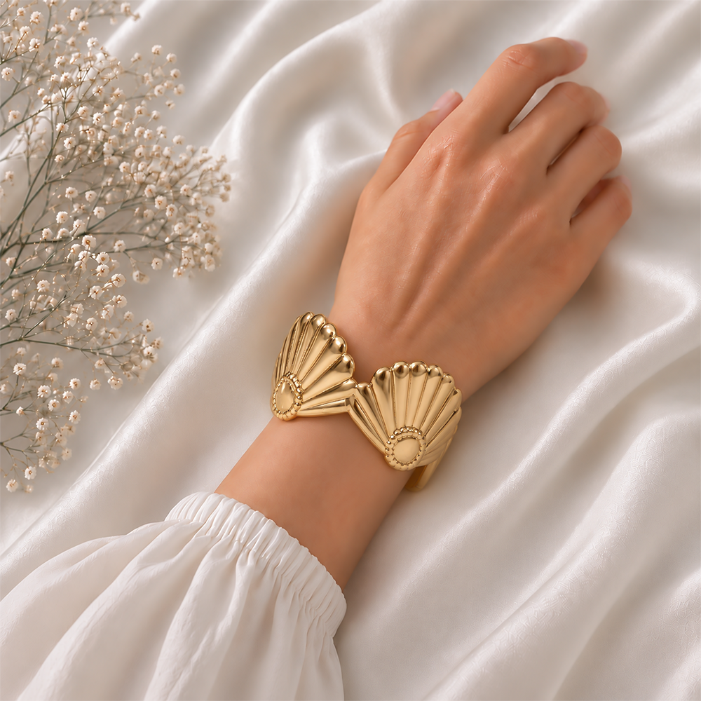 Golden Seashell Statement Bracelet