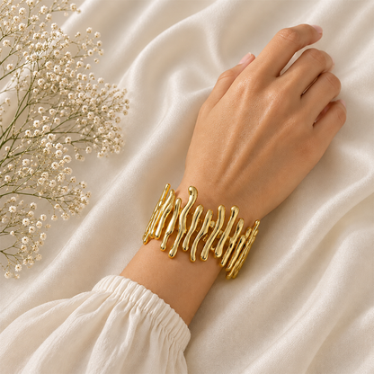 Golden Drip Statement Bracelet