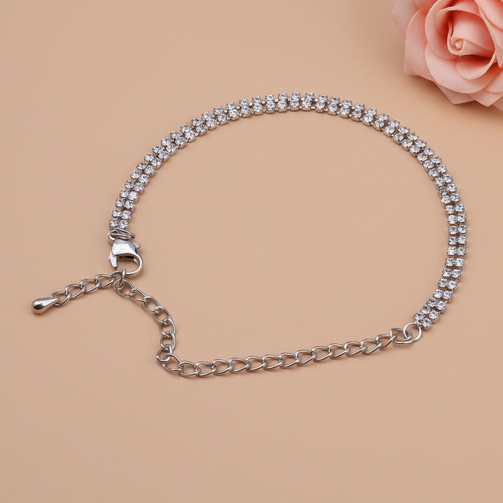 Sleek sparkle stone studded bracelet (White)