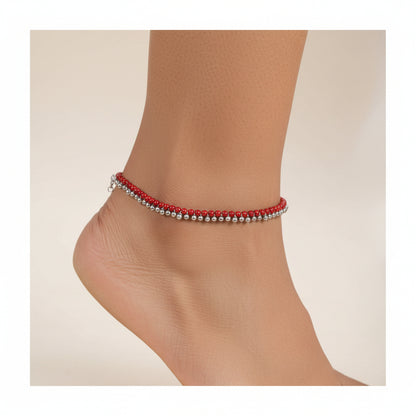 Red beetle pearl anklet (Red)
