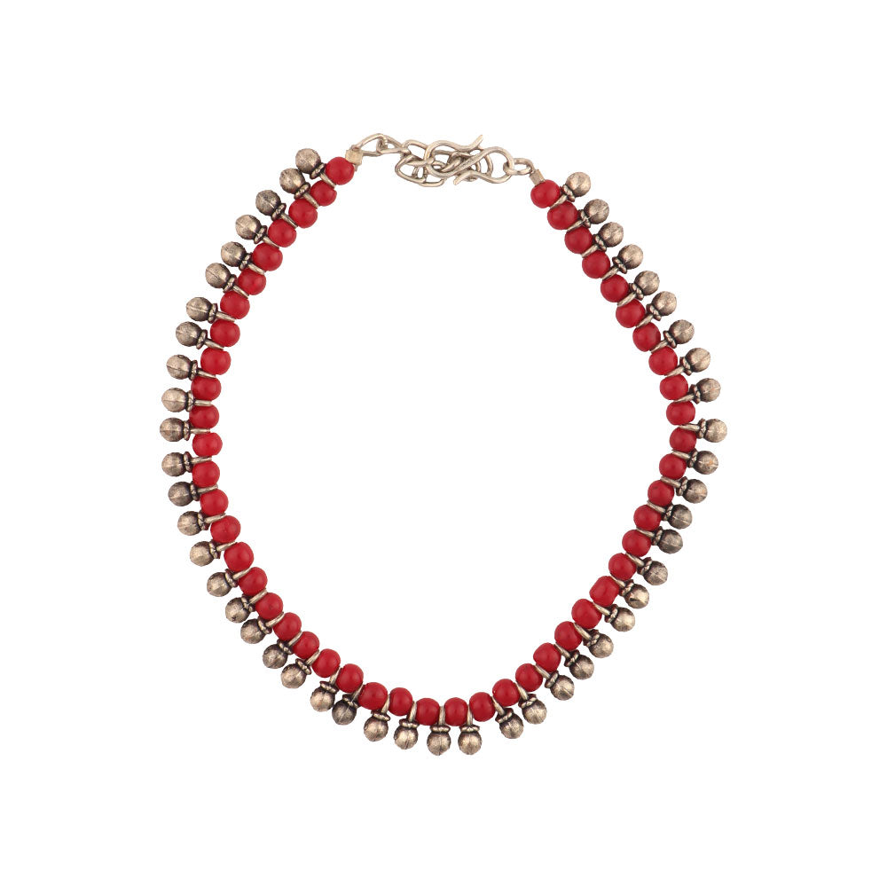 Red beetle pearl anklet (Red)