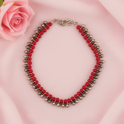 Red beetle pearl anklet (Red)