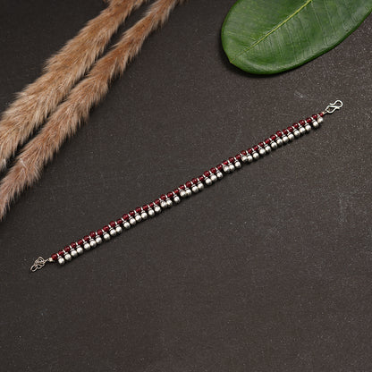 Red beetle pearl anklet (Dark Maroon)