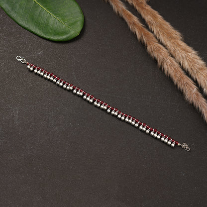 Red beetle pearl anklet (Dark Maroon)