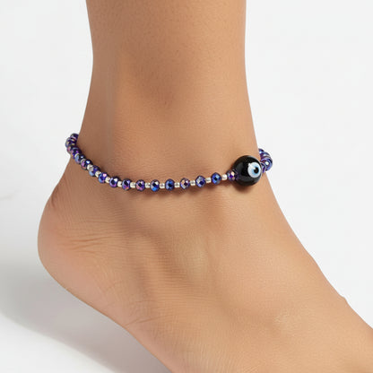 Evil eye beaded anklet (Purple)