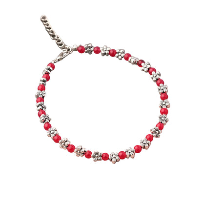 BeadedBeauty Oxidised anklet (Red)