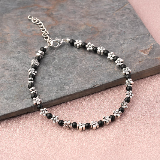 BeadedBeauty Oxidised anklet (Black)
